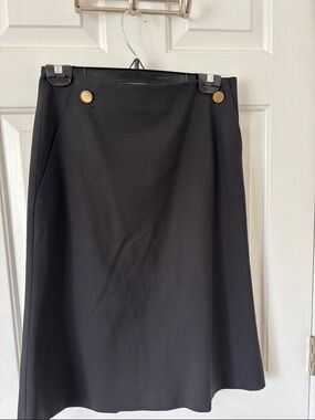 Club Monaco Black A-Line Skirt with Gold Button Accents
